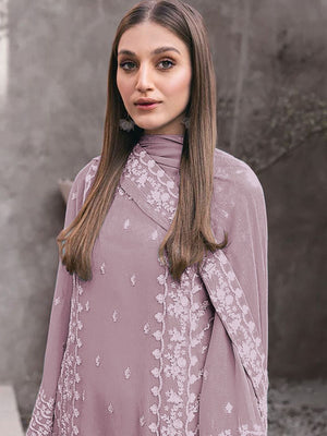 Rajwada Pink Georgette Embroidered Semi-Stitched Kurta Set For Women