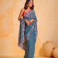 Rajwada Teal  Georgette Embroidered Saree With Unstitched Blouse For Women
