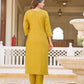 Rajwada Mustard Rayon Embroidered Stitched Kurta Set For Women