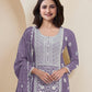 Rajwada Purple Georgette Embroidered Semi-Stitched Kurta Set For Women