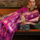 Rajwada Purple Silk Blend Woven Saree With Unstitched Blouse for Women