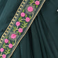 Dark Green Georgette Embellished Saree