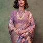 Rajwada Lavender Silk Blend Woven Saree With Unstitched Blouse For Women