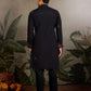 Rajwada Black Silk Blend Embroidered Stitched Kurta For Men
