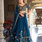Rajwada Teal Blue Silk Blend Embroidered Lehenga For Women