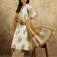 Rajwada Off White Cotton Blend Printed Stitched Kurta Set For Women