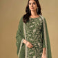 Rajwada Green Chinon Embroidered Semi-Stitched Kurta Set For Women