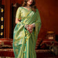 Rajwada Aqua Green Silk Blend Solid Saree For Women