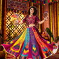 Rajwada Multicolor Silk Blend Printed Semi-Stitched Lehenga For Women