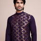 Rajwada Purple Silk Blend Embellished Stitched Kurta With Pant For Men