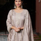 Rajwada Light Mauve Silk Blend Embriodered Stitched Kurta Set For Women