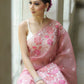 Rajwada Light Pink Organza Embroidered Solid Saree For Women