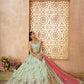 Rajwada Sea Green Silk Blend Embroidered Semi-Stitched Lehenga For Women