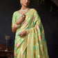 Rajwada Light Green Organza Solid Saree For Women