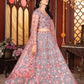 Rajwada Grey And Peach Silk Blend Embellished Semi Stitched Lehenga For Women