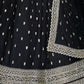 Rajwada Black Georgette Embroidered Semi-Stitched Lehenga For Women