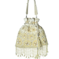 Rajwada White Jute Embellished Potli For Women