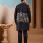 Rajwada Black Silk Blend Embroidered Stitched Kurta Set For Men