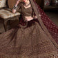 Rajwada Maroon Silk Blend Embroidered Semi-Stitched lehenga For Women