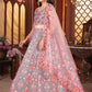 Rajwada Grey And Peach Silk Blend Embellished Semi Stitched Lehenga For Women