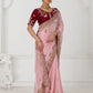 Rajwada Light Pink Viscose Silk Embroidered Saree For Women