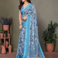 Rajwada Blue Georgette Printed Saree For Women