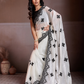 Rajwada  Black And white Chiffon Embroidered Saree For Women