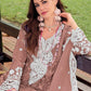 Rajwada Dark Beige Silk Blend Embellished Semi Stitched Kurta Set For Women