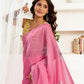 Rajwada Pink Cotton Linen Zari Work Saree For Women