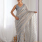 Rajwada Grey Georgette Sequins Saree With Unstitched Blouse For Women