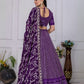 Rajwada Purple Georgette Embroidered Semi-Stitched lehenga For Women