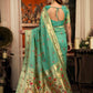 Rajwada Sea Green Silk Blend Solid Saree For Women