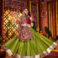 Rajwada Green Silk Blend Semi-Stitched lehenga With Stunning Tassels For Women
