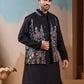 Rajwada Black Silk Blend Embroidered Stitched Kurta Set For Men