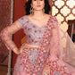 Rajwada Grey And Peach Silk Blend Embellished Semi Stitched Lehenga For Women