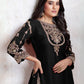 Rajwada Black Georgette Embroidered & Cutwork Semi-Sitched Kurta Set For Women