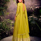 Rajwada Lime Green Jacquard Embroidered Semi Stitched Kurta With Dupatta For Women