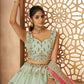 Rajwada Sea Green Silk Blend Embroidered Semi-Stitched Lehenga For Women