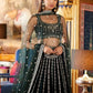 Rajwada Dark Green Georgette Embroidered Semi-Stitched Lehenga For Women
