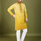Rajwada Yellow Viscose Silk Sequins Stitched Kurta For Men