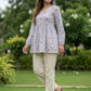 Rajwada Light Blue Cotton Embroidered Co-Ord Set For Women