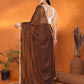 Rajwada Brown Georgette Lace Work Saree For Women
