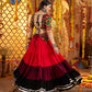 Rajwada Multicolor Viscose Cotton Embroidered Semi-Stitched lehenga With Stunning Tassels And Embroidered Waist Belt For Women