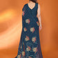 Rajwada Teal Blue Silk Blend Floral Print Saree For Women