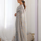 Rajwada Grey Georgette Sequins Saree With Unstitched Blouse For Women