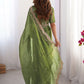 Rajwada Olive Silk Blend Embellished Solid Saree For Women