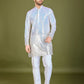 Rajwada White Georgette Embellished Stitched Kurta For Men