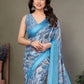 Rajwada Blue Georgette Printed Saree For Women