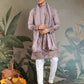 Rajwada Dusty Pink Viscose Silk Embroidered Stitched Kurta For Men