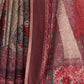 Rajwada Beige And Maroon Linen Printed Saree With Unstitched Blouse For Women